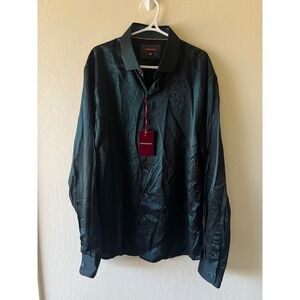 Consequence Mens Long Sleeve Button Up Shirt‎ Shiny Textured Dress Style Size L